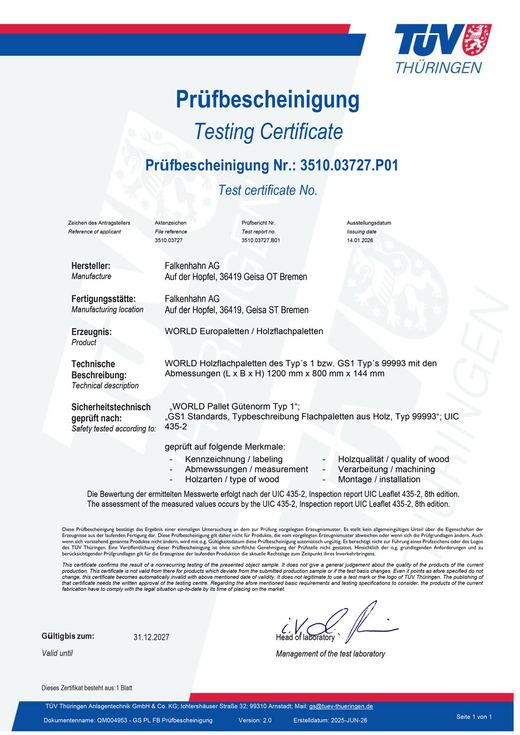 TÜV Thüringen Zertifikat